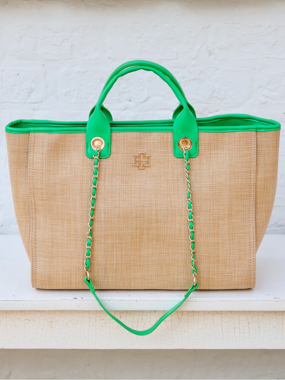 CAROLINE HILL
Missy Tote Natural Kelly Green